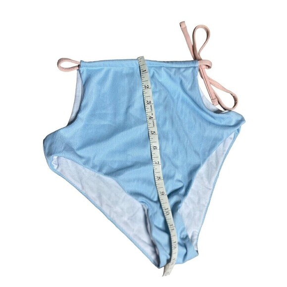 Shein Swimwear Small High Waist Bottom Blue Side Tie Bikini Swim Bathing Suit - Picture 3 of 9